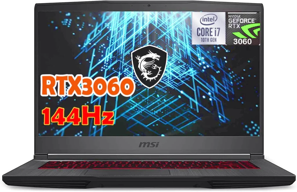 لابتوب العاب ام اس اي انتل كور i7- 10750H RTX3060 جي اف 65 نحيف شاشة 15.6 انش FHD تقنية - IPS 144 HZ 3 مللي لكل ثانية، الذاكرة المستديمة SSD16 GB 1 تيرابايت ويندوز 10، كيبورد باضاءة خلفية، ويب كام