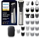 Norelco Philips Multigroom 9000 Series, All-in-One Trimmer, Beard Trimmer and Hair Clipper, 25-Piece/27-Length Men's Grooming Kit for Beard, Face, Nose, Ear and Body, Travel Kit, MG9522/50