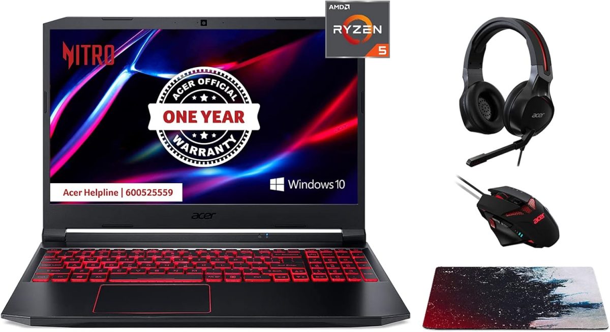 ايسر نيترو 5 An515 للالعاب Nb AMD رايزن 5-4600H حتى 4.0GHz/8GB Ddr4 RAM/1TB HDD+256GB SSD 4GB نفيديا جيفورس Gtx 1650/15.6&Quot؛ FHD Ips/ويندوز 10 هوم-واي فاي-6/اسود + سماعة راس للالعاب موس و آما موس و