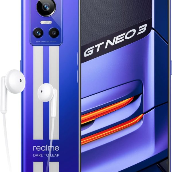 ريلمي هاتف جي تي نيو 3 80 واط ثنائي شرائح الاتصال - روم 256GB - RAM 8GB اس ام فقط | بدون سي دي ايه ذكي 5G مفتوح من المصنع ازرق نيترو - اصدار عالمي