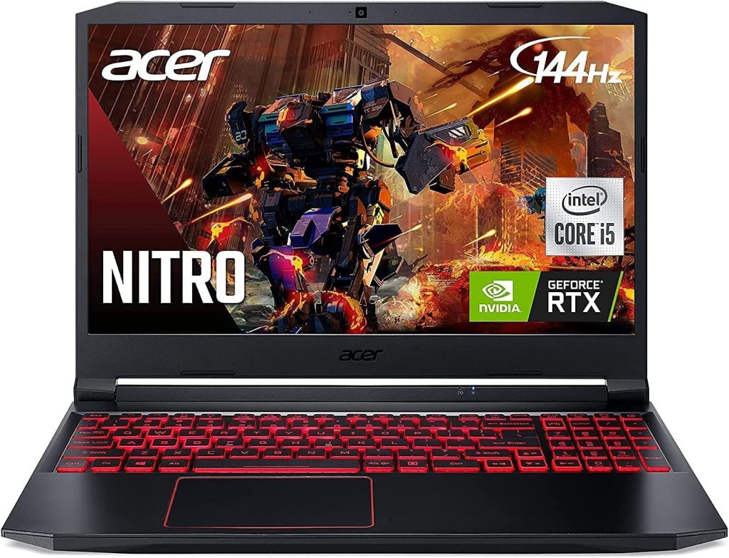 لابتوب ايسر نايترو 5 للالعاب، انتل i5-10300H 4.5GHz وانفيديا جيفورس RTX 3050 4GB GDDR6، شاشة 15.6 انش FHD IPS 144Hz، واي فاي 6، نوع C، كيبورد باضاءة خلفية، ويندوز 10، (16GB RAM، 512GB PCIe SSD)