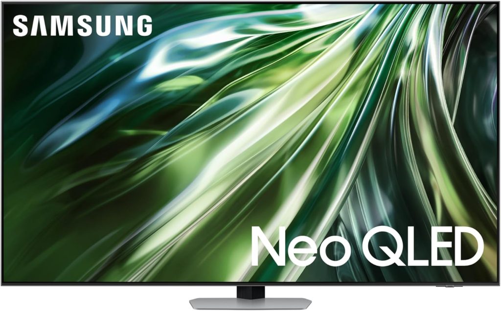 تلفزيون ذكي 55 بوصة 4K بتقنية الذكاء الاصطناعي نيو QLED HDR ومعالج NQ4 الجيل الثاني وتقنية كوانتوم ماتريكس ونظام سامسونج تايزن من لون فضي كربوني موديل 2024 إصدار المملكة العربية السعودية