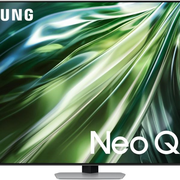 تلفزيون ذكي 55 بوصة 4K بتقنية الذكاء الاصطناعي نيو QLED HDR ومعالج NQ4 الجيل الثاني وتقنية كوانتوم ماتريكس ونظام سامسونج تايزن من لون فضي كربوني موديل 2024 إصدار المملكة العربية السعودية