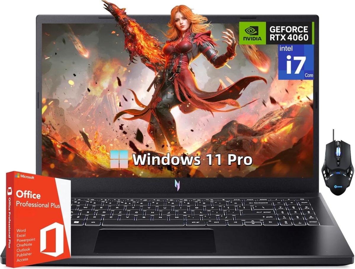 ايسر لابتوب العاب نيترو في، شاشة 15.6 انش FHD 144Hz، انتل الجيل 13 i7 13600H، انفيديا جيفورس RTX 4060، 32GB DDR5 RAM 1 TB SSD، واي فاي 6، ترخيص ام اس اوفيس مدى الحياة وويندوز 11 برو، ماوس العاب