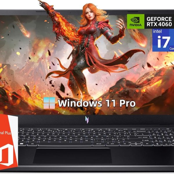 ايسر لابتوب العاب نيترو في، شاشة 15.6 انش FHD 144Hz، انتل الجيل 13 i7 13600H، انفيديا جيفورس RTX 4060، 32GB DDR5 RAM 1 TB SSD، واي فاي 6، ترخيص ام اس اوفيس مدى الحياة وويندوز 11 برو، ماوس العاب