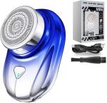 [Upgrade] Mini Portable Razor, Waterproof Electric Razor, Magnetic Head, Travel Electric Razor, Long Lasting Shavers Powerful Waterproof for Wet for Beard, Hair, Body, Shaving (Blue)