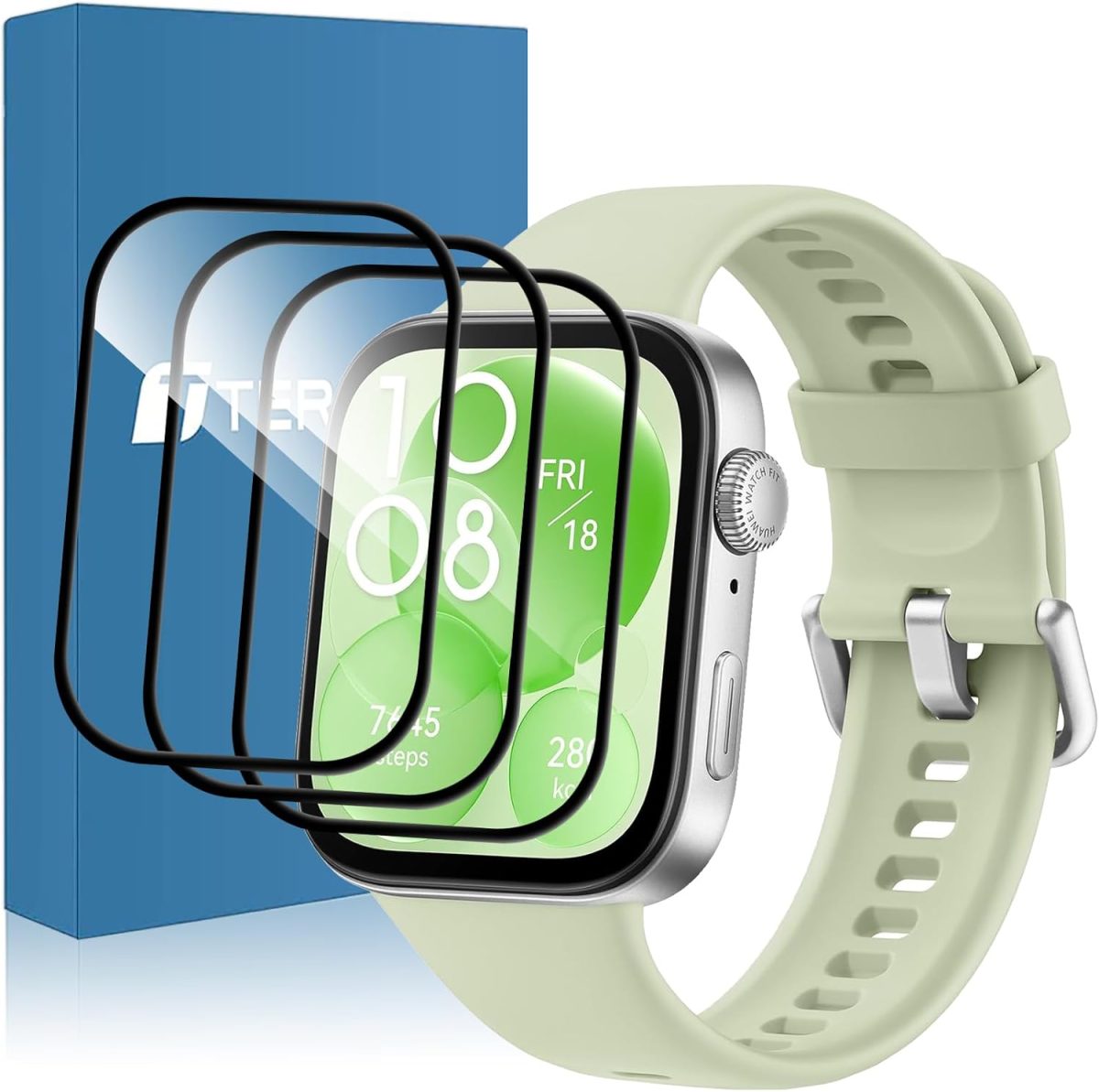 T Tersely 【3 Pack】 Screen Protector for HUAWEI Watch Fit 3,Ultra Clear PMMA Curved Film, Soft Protective Full Coverage Film Accessories Compatible with HUAWEI Watch Fit 3