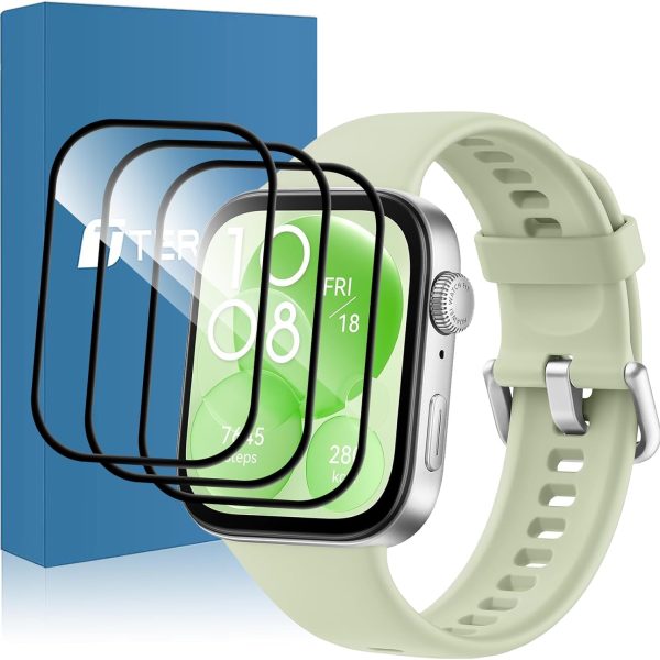 T Tersely 【3 Pack】 Screen Protector for HUAWEI Watch Fit 3,Ultra Clear PMMA Curved Film, Soft Protective Full Coverage Film Accessories Compatible with HUAWEI Watch Fit 3