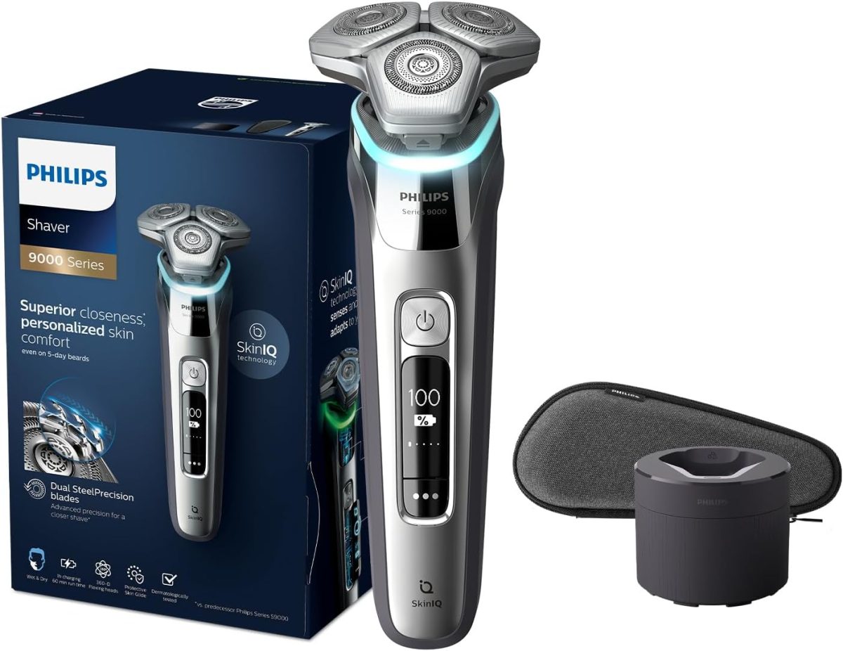 ماكينة الحلاقة S9985/50 من Philips | للاستخدام الرطب والجاف | تقنية SkinIQ الذكية لحلاقة مريحة ودقيقة | رؤوس مرنة، مستشعر حماية الضغط | 60 دقيقة من الاستخدام اللاسلكي، مع حقيبة سفر