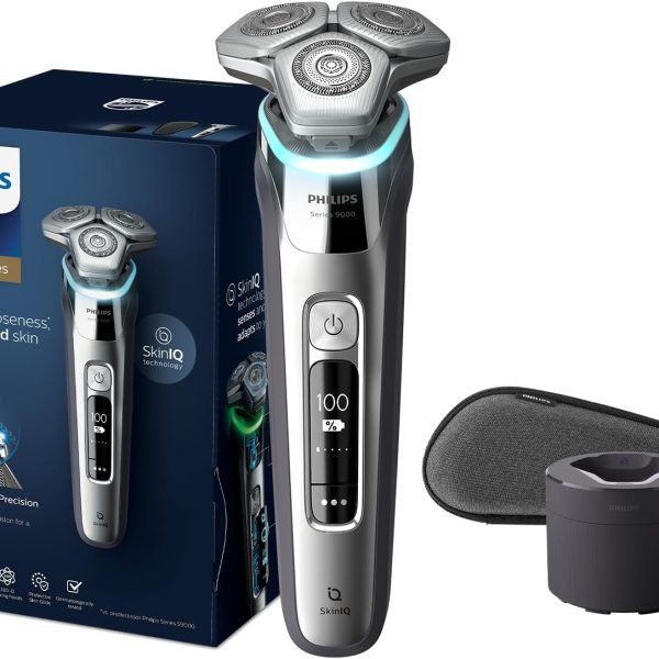 ماكينة الحلاقة S9985/50 من Philips | للاستخدام الرطب والجاف | تقنية SkinIQ الذكية لحلاقة مريحة ودقيقة | رؤوس مرنة، مستشعر حماية الضغط | 60 دقيقة من الاستخدام اللاسلكي، مع حقيبة سفر