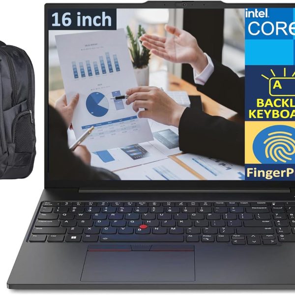لينوفو لابتوب ثينك باد E16 للمنزل والعمل انتل i5-1335U 10-كور شاشة 16 انش 60 هرتز UXGA 1920x1200 ايريس Xe ذاكرة RAM 40GB 1TB M.2 2242 PCIe SSD كيبورد باضاءة خلفية ويندوز 11 برو مع شنطة
