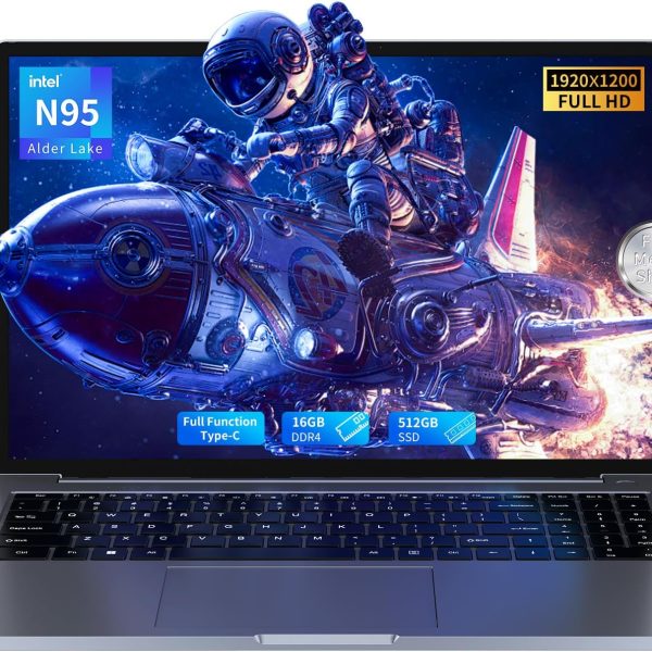 لابتوب تي اتش كيه جي ار سي اي 16 انش بمعالج N95 (حتى 3.4GHz)، 16GB DDR4 512GB SSD، FHD 1920x1200P نوع C، هيكل معدني كامل، قارئ بصمة، زاوية مفتوحة 180 درجة، واي فاي 5G، بلوتوث 4.2