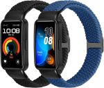 XANS 2 Pack Braided Straps Compatible With Huawei Band 10/Huawei Band 9/Huawei Band 8, Soft Nylon Sport Replacement WirstStrap For Women Men