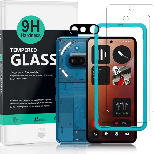 Ibywind For Nothing Phone (3a) 5G Screen Protector 6.77, 2 Pack,9H Hardness Tempered Glass,With 1Pc Camera Lens Protector,Easy to install,HD Clear,Ultra Resistant,Case Friendly