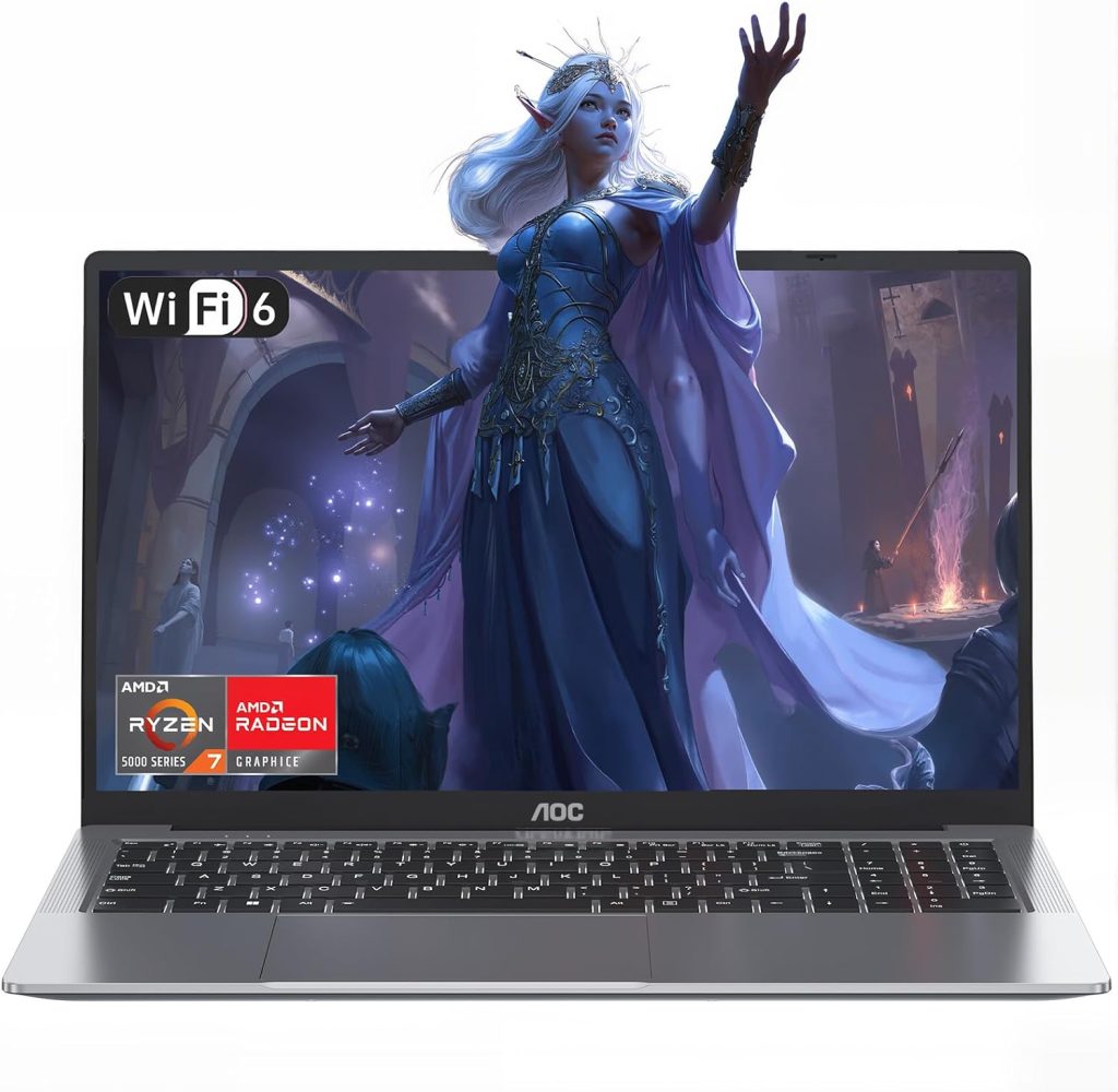 لابتوب 2025 بمعالج AMD رايزن 7 5700U (8C/16T حتى 4.3GHz)، شاشة FHD 16.1 انش مع ذاكرة RAM 16GB و512GB NVMe SSD وواي فاي 6 وبلوتوث 5.2 وUSB 3.2 وبطارية 53Wh وكيبورد باضاءة خلفية نوع C