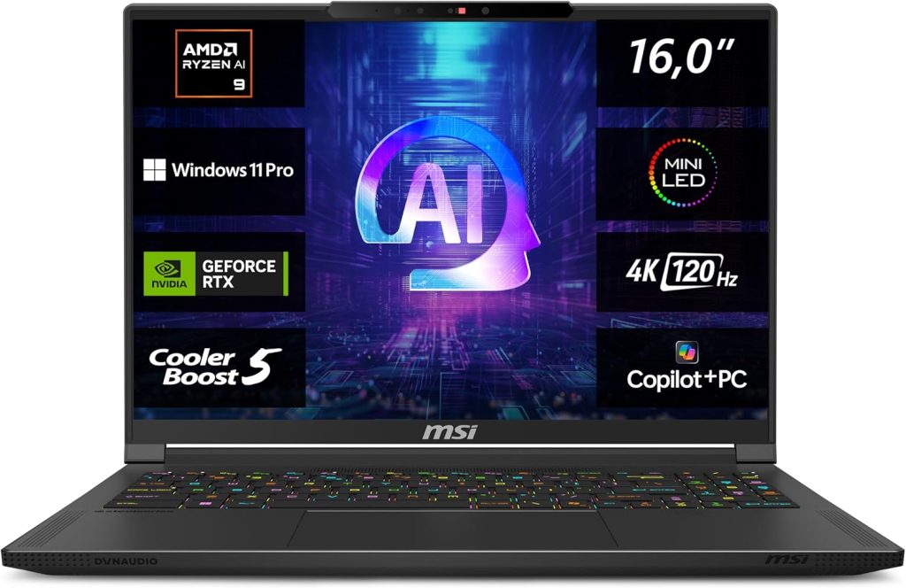لابتوب ستيلث A3XVGG-203 بتقنية الذكاء الاصطناعي 9 بمقاس 16 بوصة بدقة الترا اتش دي 120Hz ومعالج AMD رايزن HX 370 وذاكرة رام بسعة 32GB بتقنية LPDDR5X وقرص تخزين SSD بسعة 2TB وانفيديا RTX