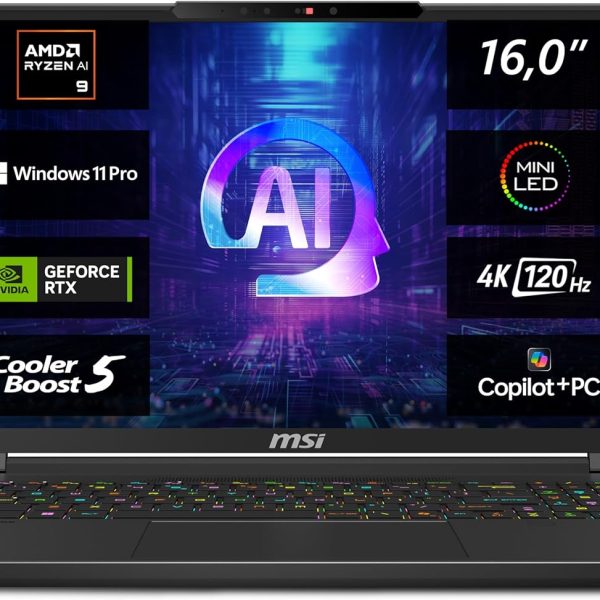 لابتوب ستيلث A3XVGG-203 بتقنية الذكاء الاصطناعي 9 بمقاس 16 بوصة بدقة الترا اتش دي 120Hz ومعالج AMD رايزن HX 370 وذاكرة رام بسعة 32GB بتقنية LPDDR5X وقرص تخزين SSD بسعة 2TB وانفيديا RTX