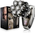 7D Head Shavers for Bald Men, Detachable Head Shaver LED Display Dry/Wet Bald Head Shavers for Men, IPX7 Waterproof Head Shavers for Men with Type-C Charge