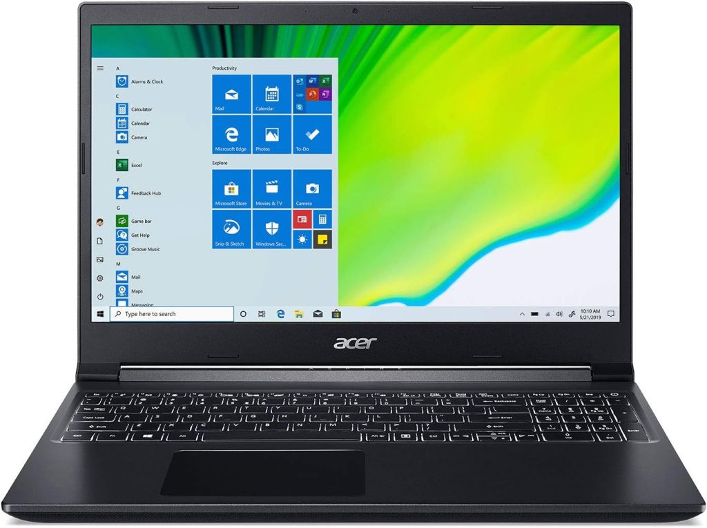 ايسر لابتوب اسباير 7، شاشة 15.6 انش FHD IPS، الجيل التاسع انتل كور i5-9300H، نفيديا جيفورس GTX 1650، 8GB DDR4، 512GB NVMe SSD، كيبورد باضاءة خلفية، ويندوز 10 هوم، A715-75G-544V