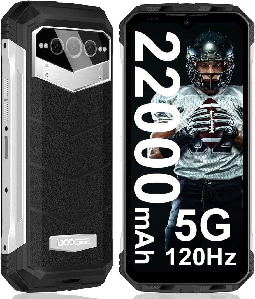 دوجي جوال في ماكس 2023 5G متين 22000mAh 20GB+256GB اندرويد 12 120Hz 6.55 انش مكبرات صوت مزدوجة عالية الدقة كاميرا رئيسية 108MP رؤية ليلية ان اف سي او تي جي فضي أحادية الشريحة