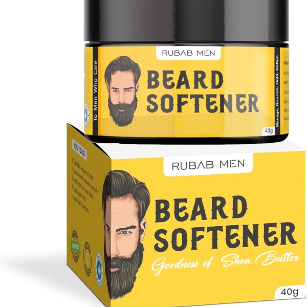 RUBAB MEN Hair and Beard Butter Balm | Hair Beard Softener Cream for Men | Hydrate, Nourish & Style | 100g