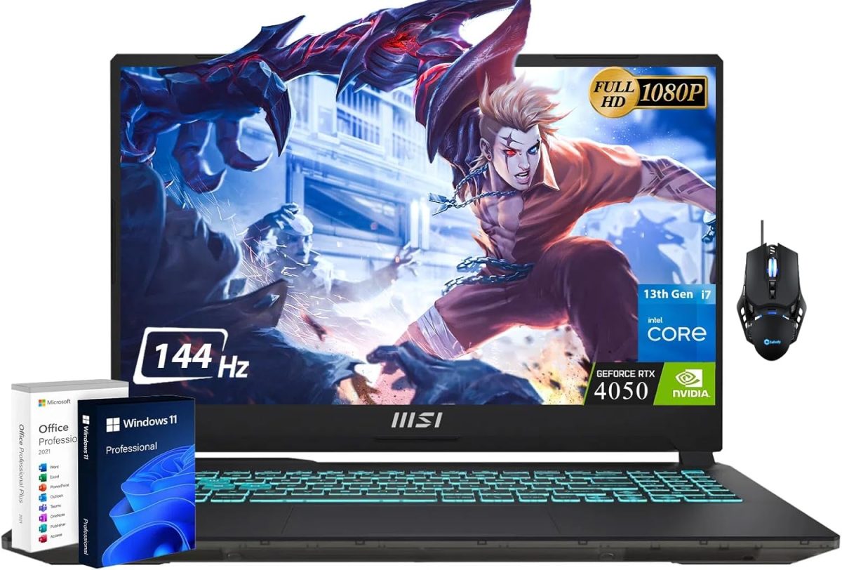 لابتوب ألعاب سايبورغ 15 ويندوز 11 برو 15.6 بوصة FHD 144Hz انتل 10-كور i7-13620H 32GB DDR5 RAM 2TB SSD جيفورس RTX 4050 كيبورد بإضاءة خلفية واي فاي 6، ترخيص ام اس اوفيس مدى الحياة وماوس من ام اس اي