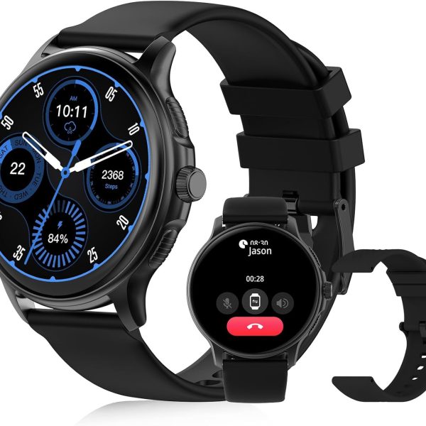 Smart Watch,1.43"AMOLED Display, Watches For Men,Smart Watches For Men,Smartwatch With Muslim Reminders, Ip68 Waterproof With 120+ Sport Modes, Compatible with iOS & Android. (Black)