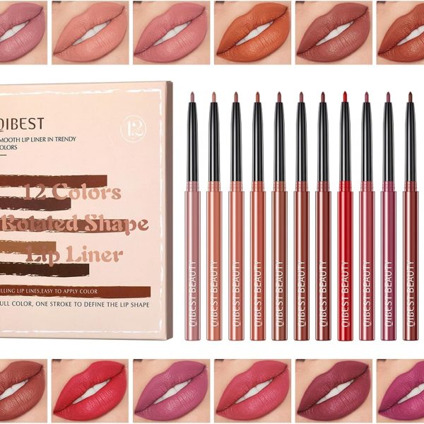 KASTWAVE Matte Lip Liner Set 12 Colors Premium Waterproof Smooth Nude Lip Pencils Matte Velvet Lipstick Pen Long Lasting Waterproof Lip Crayon with Gift Box (B)
