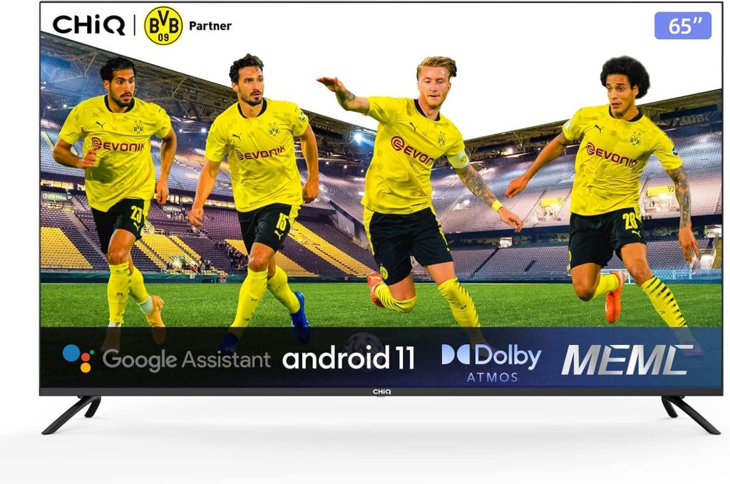 تلفزيون ذكي من تشيك 65 بوصة بدقة وضوح 4K ونظام اندرويد 11 مع تطبيق شاهد، ألوان متعددة