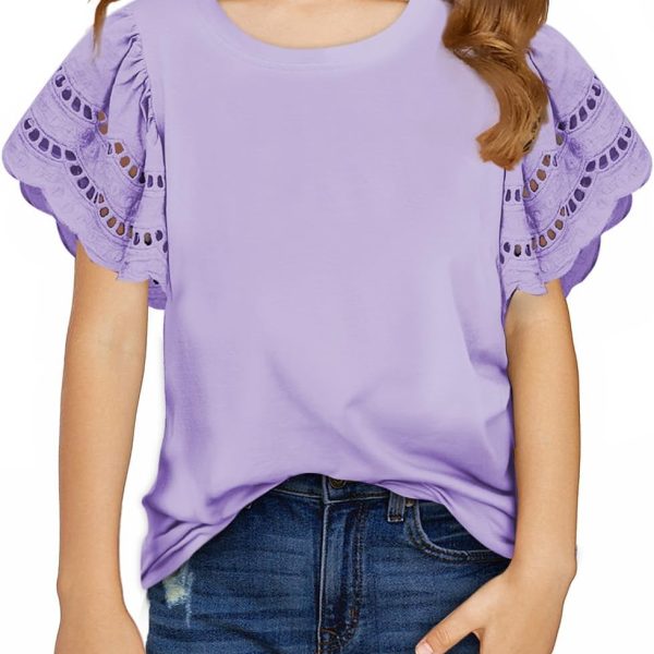 bilbean Girls Elegant Polked Swiss Dot Long Sleeve Shirts Tops 6-15 Years