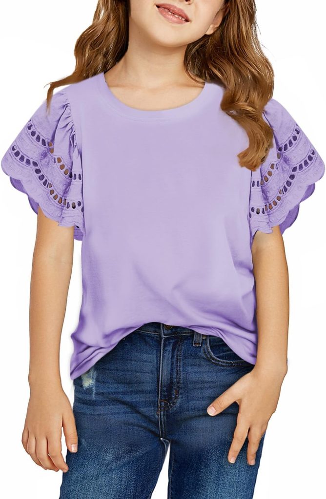 bilbean Girls Elegant Polked Swiss Dot Long Sleeve Shirts Tops 6-15 Years