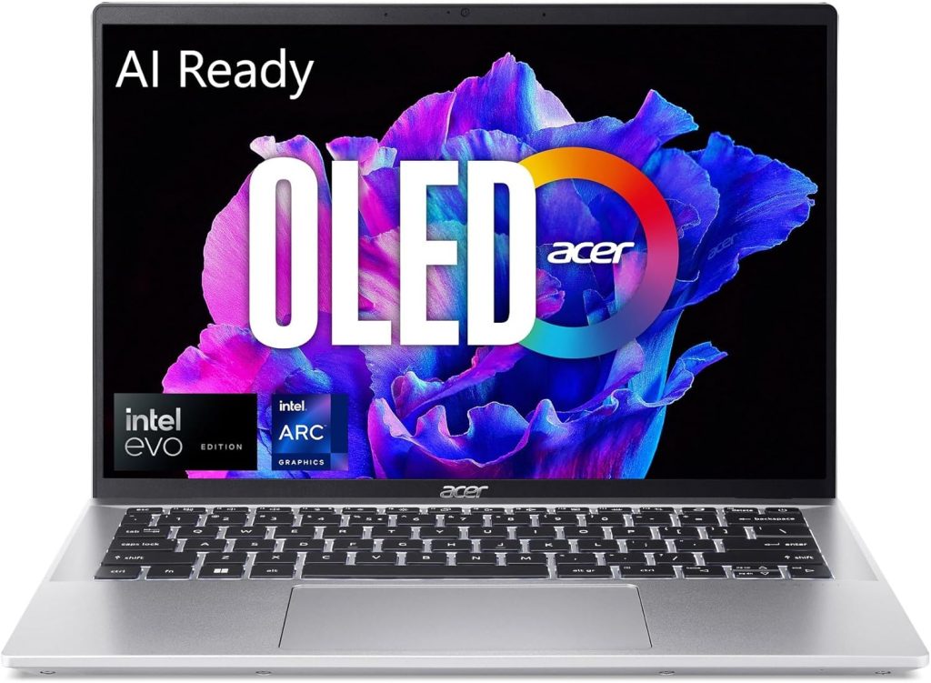 ايسر لابتوب سويفت جو 14 انتل ايفو رفيع وخفيف الوزن شاشة OLED انش 2880 × 1800 90Hz | فتح تجارب الذكاء الاصطناعي | معالج كور الترا 7 155H | ARC | 16GB LPDDR5X | 1TB SSD | SFG14-72-72YK