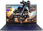 NIMO 15.6 Gaming-Laptop, 6-Cores AMD Ryzen 5 6600H 660M 6nm GPU, 32GB DDR5 1TB SSD(up to 4.5GHz) 100W Type-C FHD IPS Business-Laptop-Computer with Fingerprint Backlit Keyboard WiFi5 Win11