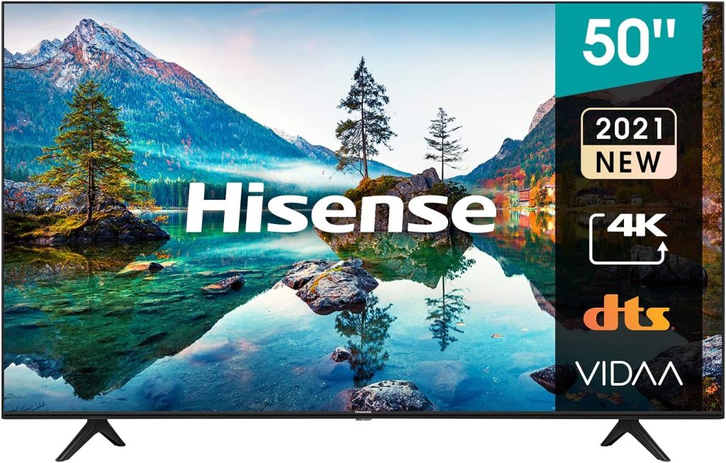 تلفزيون هايسنس 50 بوصة UHD ذكي HDR 10/HLG واي فاي 2.4 جيجاهرتز بلوتوث 5.0 DLNA HDCP اصدار H.265 - 50A6G (موديل 2021)، أسود