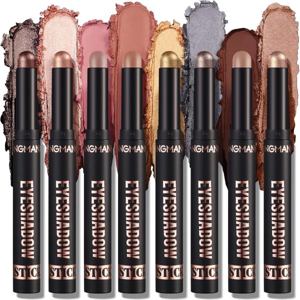 NALACAL 8 Colors Professional Matte Eyeshadow Stick Set, Waterproof Long-Lasting Cream Eyeshadow Collection Bright-Colored Contouring & Highlight Eyeshadow Sticks Creamy Eyeshadow for Every Look
