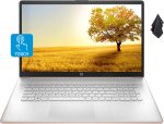 لابتوب اتش بي بافليون 17 2022، شاشة لمس HD+ 17.3، AMD رايزن 3 5300U (i7-8265U)، RAM 16GB، ذاكرة مستديمة SSD 512GB منفذ PCIe، بطارية عمر طويل، كاميرا ويب، ميكروفون، واي فاي، ويندوز 10 هوم، ذهبي وردي