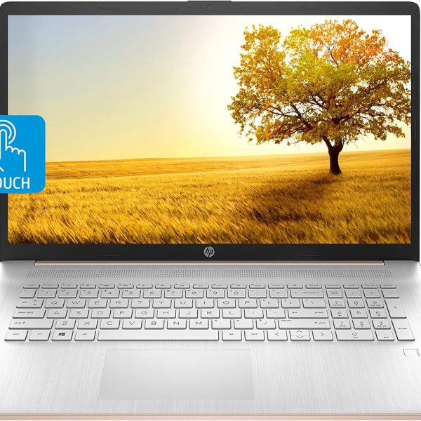 لابتوب اتش بي بافليون 17 2022، شاشة لمس HD+ 17.3، AMD رايزن 3 5300U (i7-8265U)، RAM 16GB، ذاكرة مستديمة SSD 512GB منفذ PCIe، بطارية عمر طويل، كاميرا ويب، ميكروفون، واي فاي، ويندوز 10 هوم، ذهبي وردي