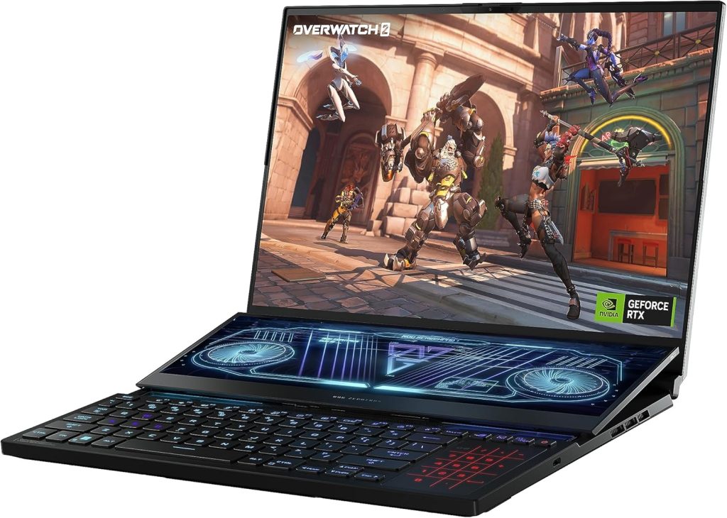 اسس لابتوب العاب روج زيفيروس ديو GX650RX-LO010W بشاشة مزدوجة 16 انش (AMD رايزن 9 6900HX، انفيديا جيفورس RTX™ 3080 Ti، ذاكرة RAM 32GB، SSD 2TB، ويندوز 11)، اسود
