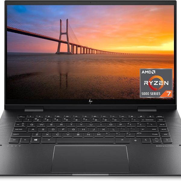 HP لابتوب انفي x360 قابل للتحويل مقاس 15 انش ومعالج AMD رايزن 7 5825U وبطاقة رسومات راديون وRAM 8GB وSSD 512GB وويندوز 11 هوم 15-eu1026nr الومنيوم اسود نايتفال 67W66UA#ABA