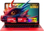 لابتوب نوتود سيليرون N4020 2.8 Ghz 14 بوصة ويندوز 11، واي فاي 5G وواي فاي 6، SSD 256 جيجا مع إمكانية التوسعة إلى 1 تيرا بلوتوث 4.2، 1920 × 1080 FHD وصلة وسائط متعددة صغيرة، كيبورد ألماني وغطاء أحمر