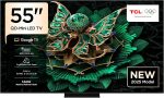 TCL Television 55 Inch Smart TV 4K QD-Mini LED Colorful Quantum Crystal HDR 2600nits Gaming Google TV, 144Hz Native Refresh Rate, Audio by Bang & Olufsen, Dolby Atmos, Game Master-55C7K (2025 Model)