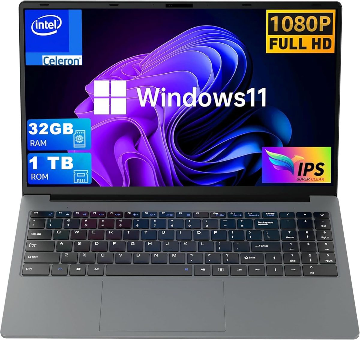 لابتوب دوكي 15.6 IPS 16 32 جيجا رام 512 1 تيرا ذاكرة مستدامة SSD معالج انتل رباعي النواة 14G ويندوز 11 برو يدعم بصمة الوجه واي فاي 2.4G 5G بلوتوث 5.1 USB3.2 HDMI نوع C جيجا+1