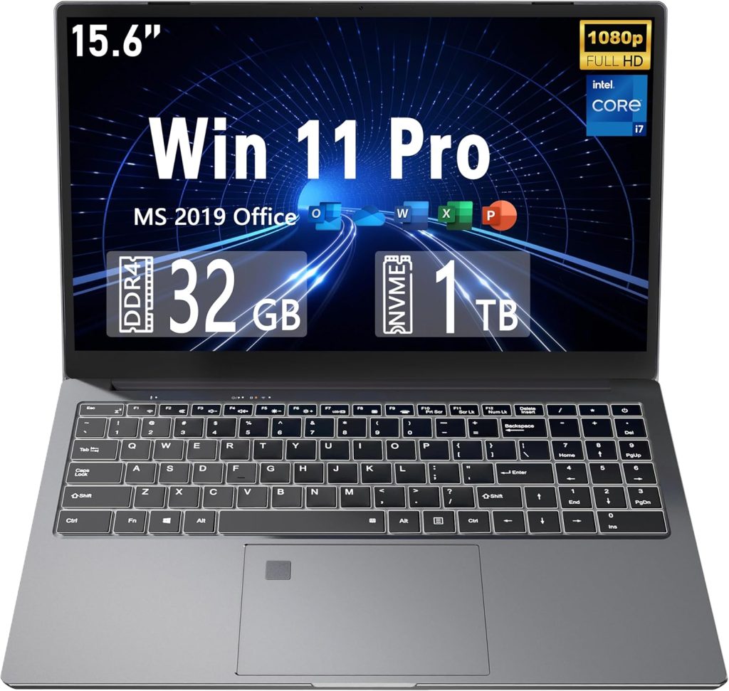 【ويندوز 11 برو وام اس اوفيس 2019】 لابتوب 15.6 انش FHD (1920×1080) كور i7-9750H (حتى 4.5GHz) وحدة معالجة مركزية عالية الاداء 32GB RAM 1TB NVMe SSD بطاقة رسومات UHD 630/منفذ DP كامل الوظائف /RJ45
