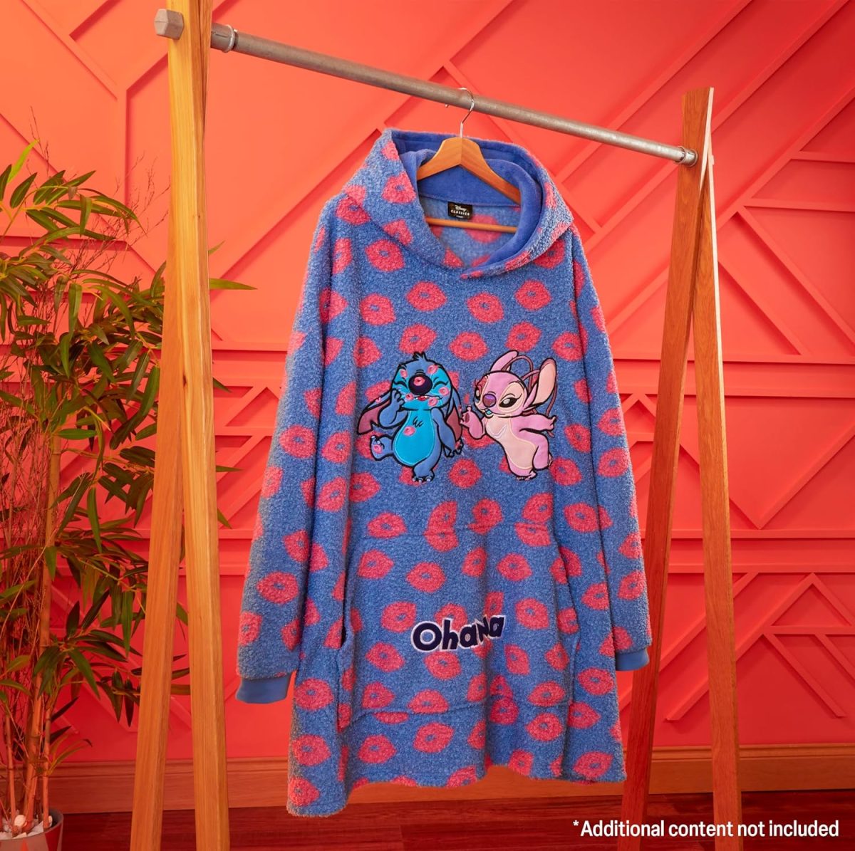 Disney Stitch Ubergrose Hoodie Decke Damen Teenager Fleece Oversized Kapuzenpullover mit Armeln One Size Frauen Geschenke