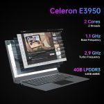 ⁦لابتوب اكزيلابسير 12.5 انش W11، سيليرون N4120 رباعي النواة مع 8GB RAM + 256GB SSD، 2K 2560 × 1440 شاشة LCD، بصمة اصبع، كيبورد باضاءة خلفية، واي فاي 5G/AC، نوت بوك خفيف الوزن، هيكل معدني بالكامل، رمادي⁩ - الصورة ⁦3⁩