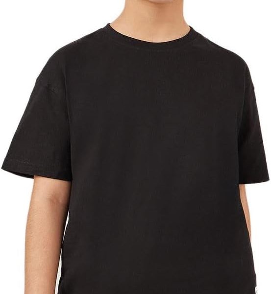 Styli Girls Solid Oversized T-Shirt With Badge Detail