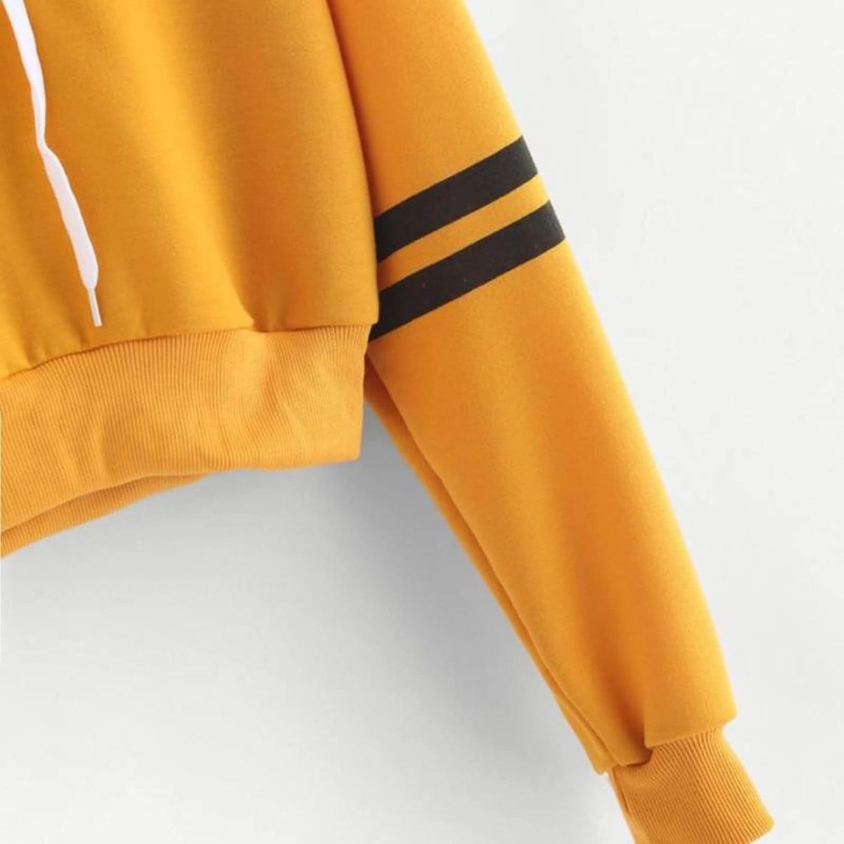 1750814127 TOEE Women Sweatshirts Womens Fashion Sweatshirt Women Varsity Striped Drawstring Crop Hoodie Sweatshirt Jumper Crop Pullover Tops Color Yellow Size Medium