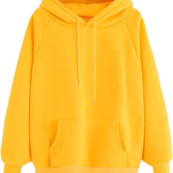 SKYWOK Women's Hoodies Autumn Solid Hoodies Women Long Sleeve Hoodie Sweatshirt Hooded Pullover Tops Blouse With Pocket Female Jumper Sportswear (Color : Yellow, Size : XXXL)