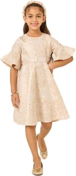 Styli Girls Jacquard Bell Sleeve Dress