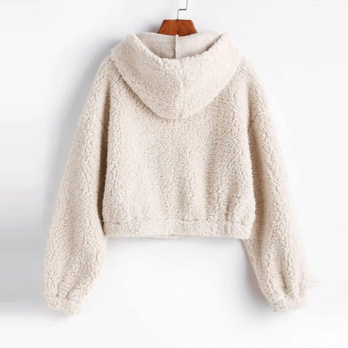 1751254452 HOT BODY Flannel Jacket Fashion Women Solid Zipper Pullover Autumn Long Sleeve Plush Sweatershirt Hoodie Ladies Tops Female Sweatshirt Hoodies Hooded Color Gray Size XL